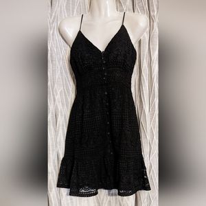 Gianni Bini Size XS Spaghetti Strap Black Eyelet Dress